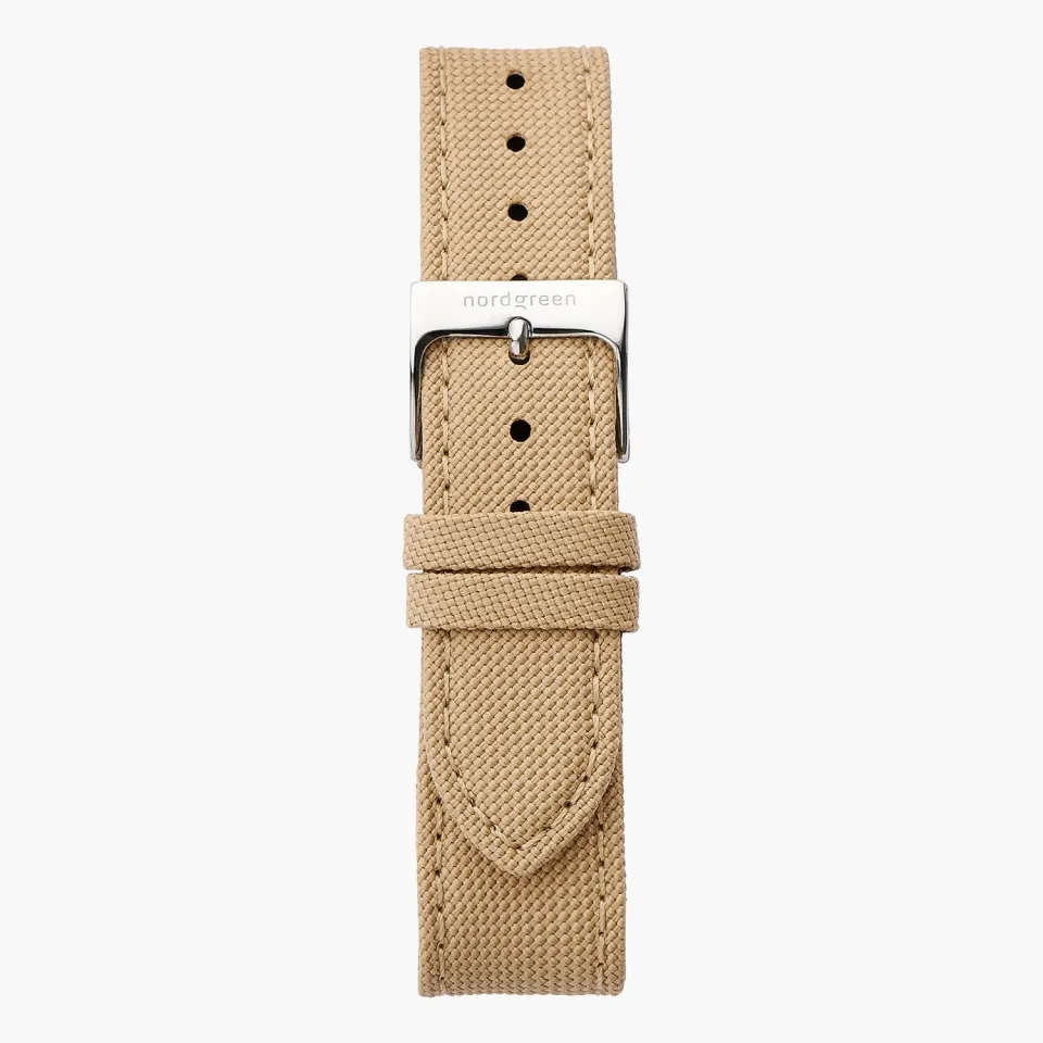 Nordgreen Beige Cordura horlogeband zilver 40/42mm nylon