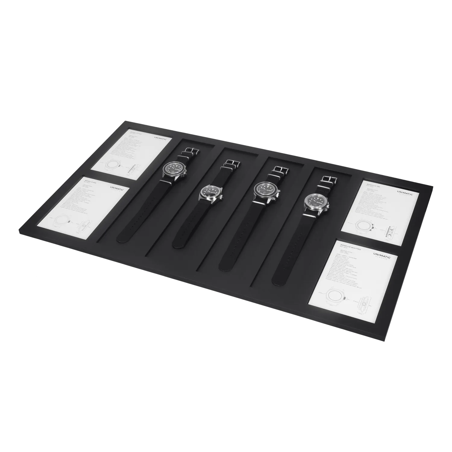 Unimatic Display Tray 4 slots horlogehouder zwart