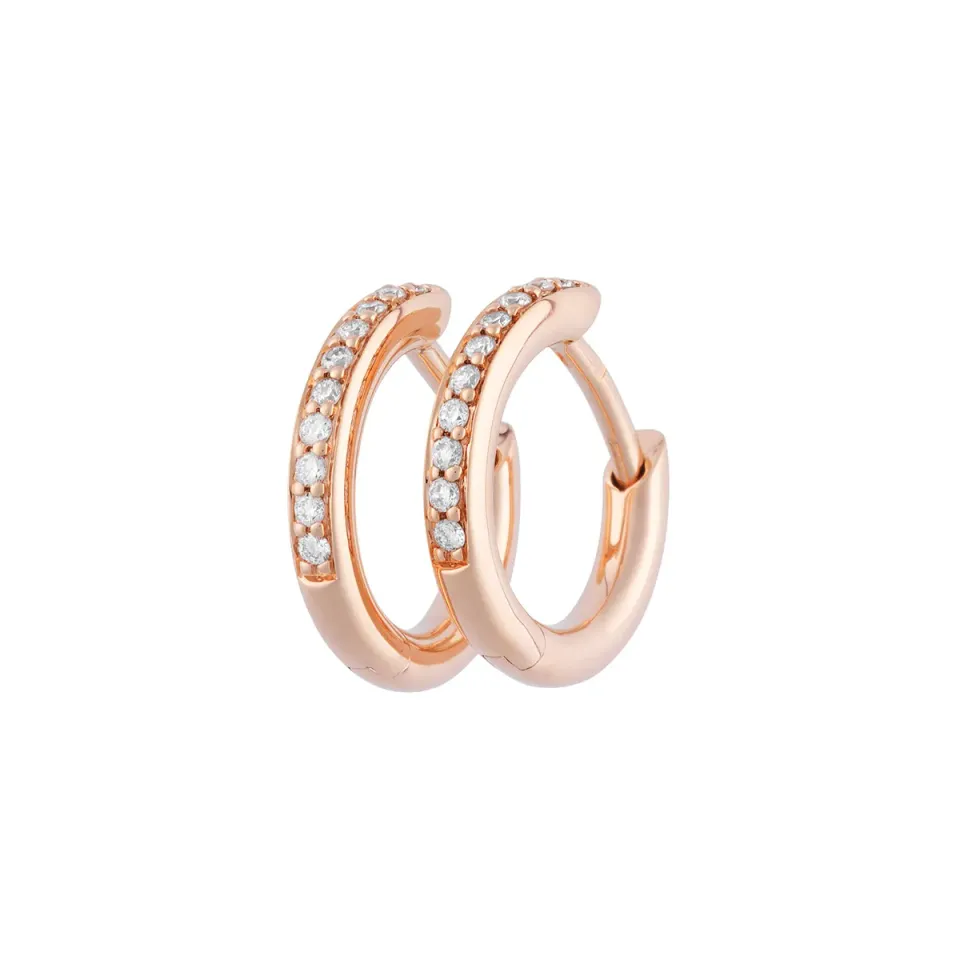 Bron Lux creolen met diamant roségoud