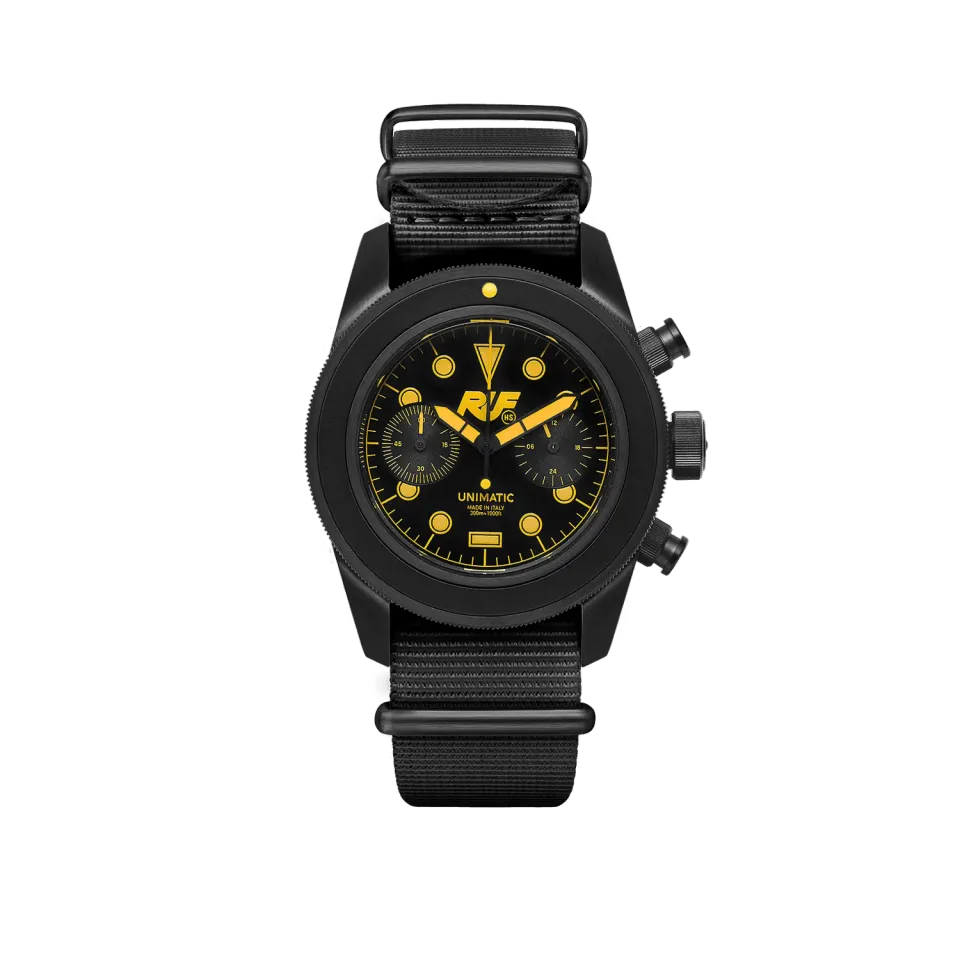 Unimatic Modello Tre U3-RUF-B chrono zwart DLC quartz