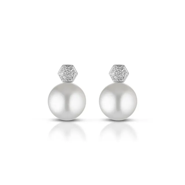 Juwelier Ripassa pavé parel oorstekers witgoud diamant
