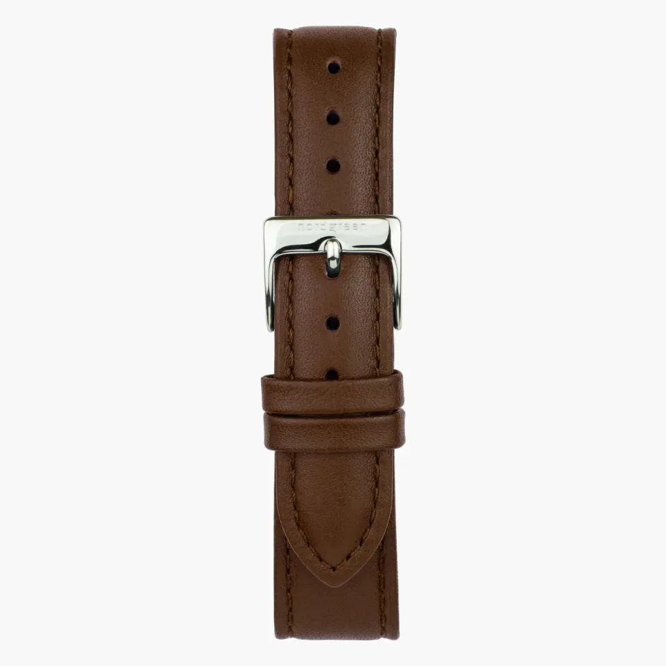 Nordgreen Vegan Leer Bruin horlogeband zilver 32mm vegan