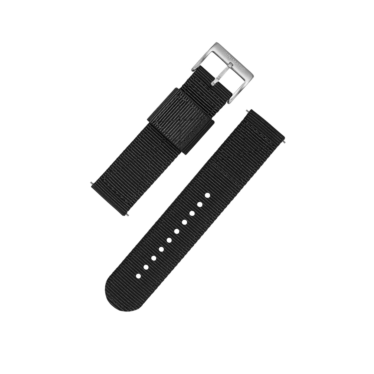 Unimatic nylon horlogebandje zwart 22mm two-piece