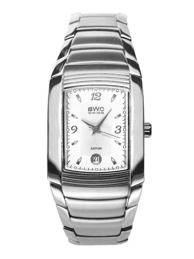 BWC-Swiss 20781.50.01 herenhorloge staal wit tonneau 28 mm