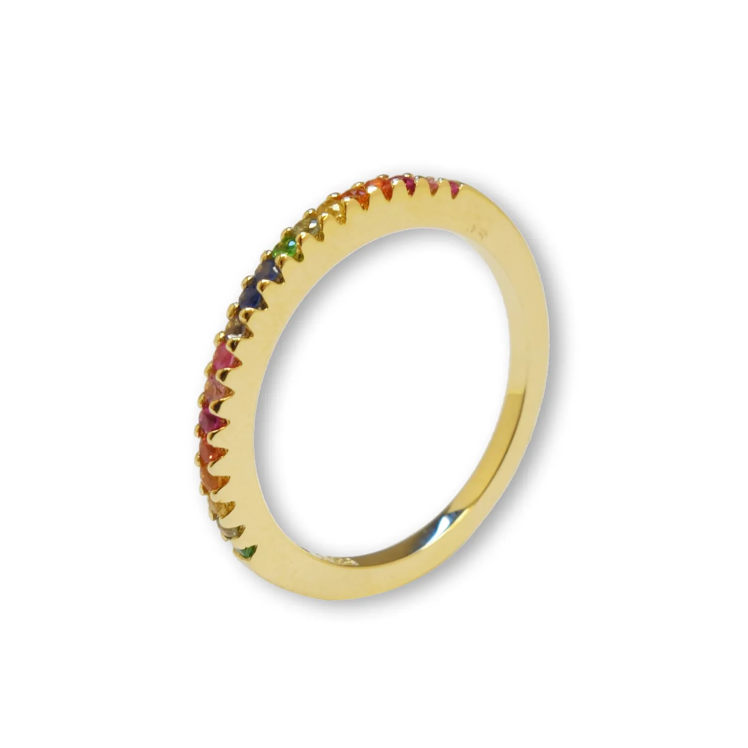 Juwelier Ripassa geel gouden ring regenboog saffier