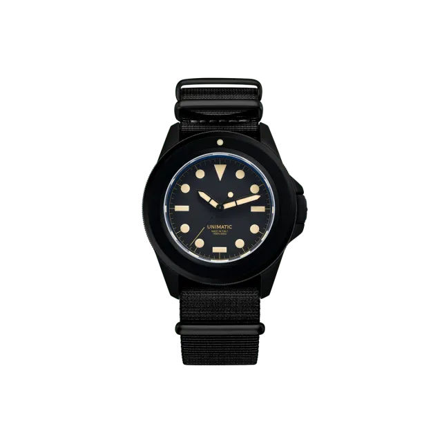 Unimatic Modello Uno U1-BN duikhorloge zwart PVD