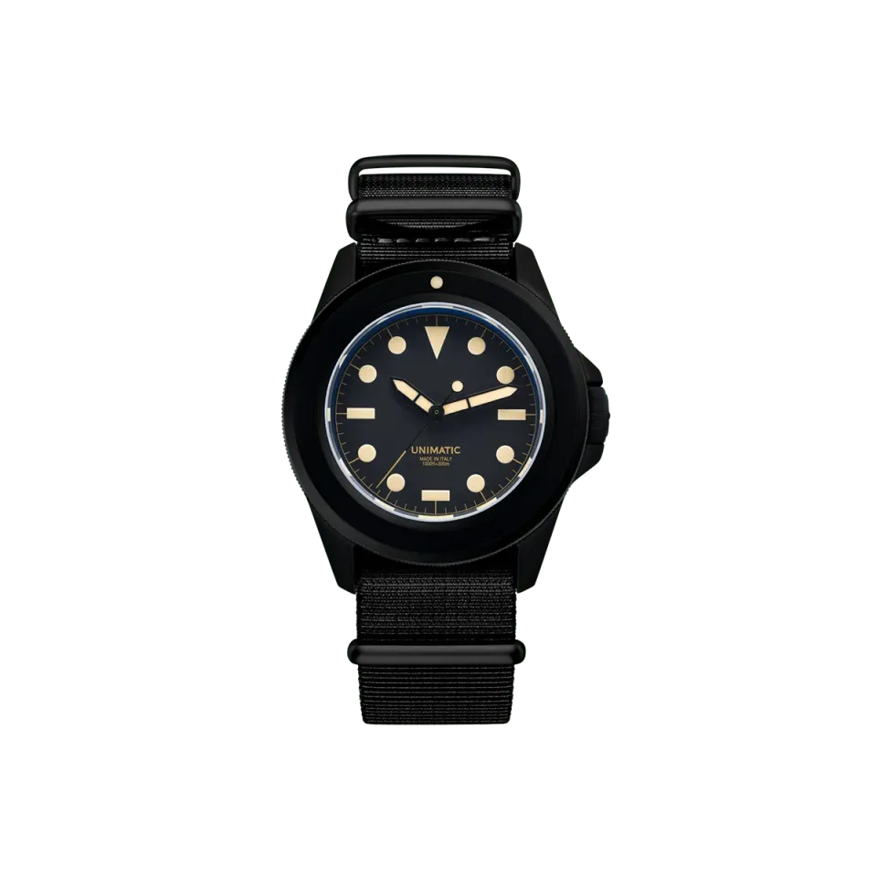 Unimatic Modello Uno U1-BN duikhorloge zwart PVD
