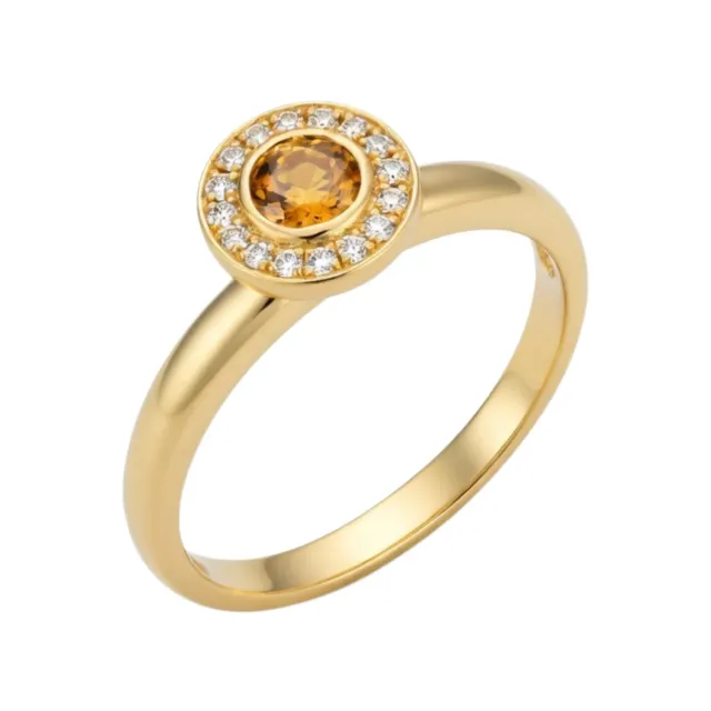 Juwelier Ripassa ring geelgoud met citrien diamant