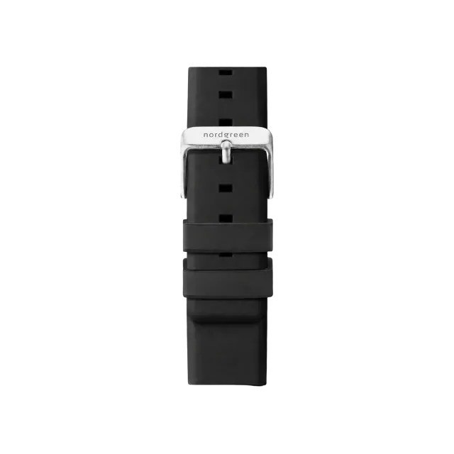 Nordgreen Zwart Silicone Silver horlogebandje 40/42mm