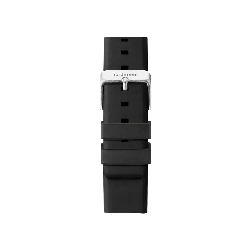 Nordgreen Zwart Silicone Silver horlogebandje 40/42mm