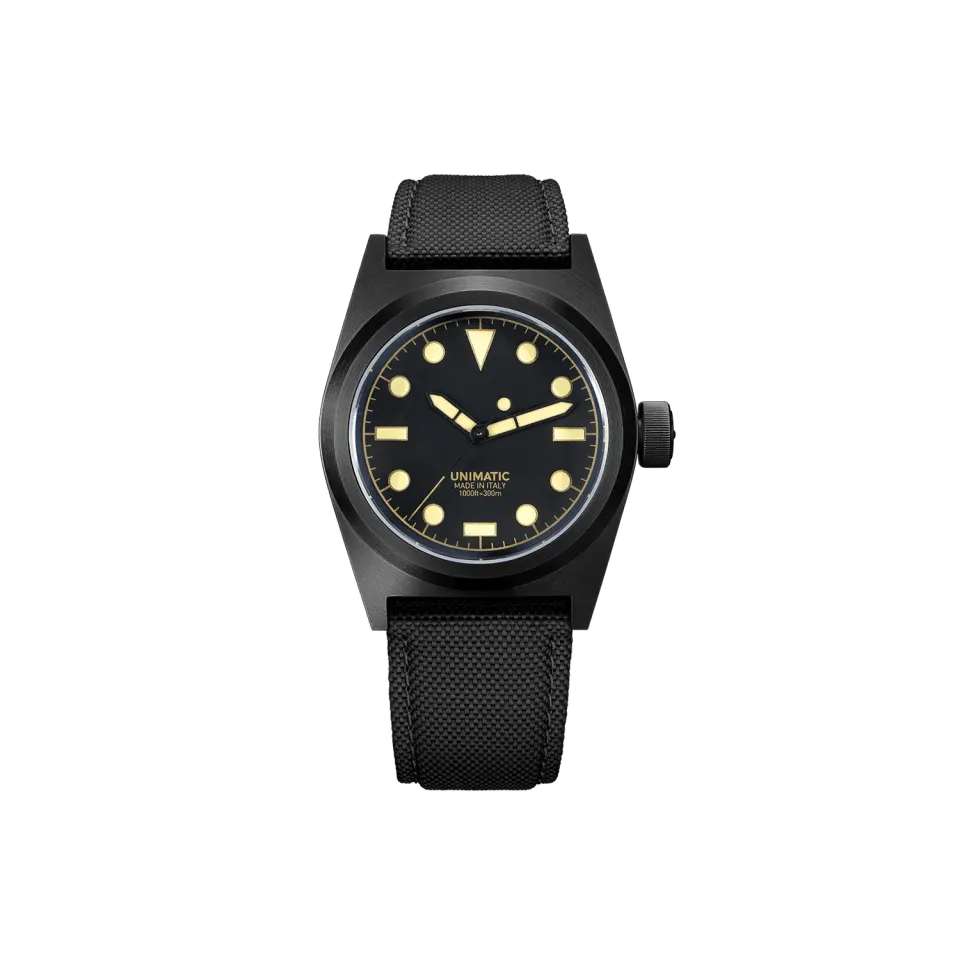 Unimatic Modello Due U2-CN horloge zwart DLC 300M