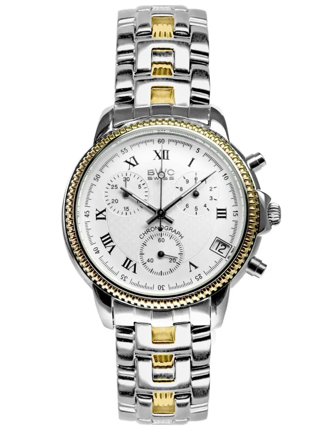 BWC-Swiss 21095.52.13 chronograaf bicolor wit