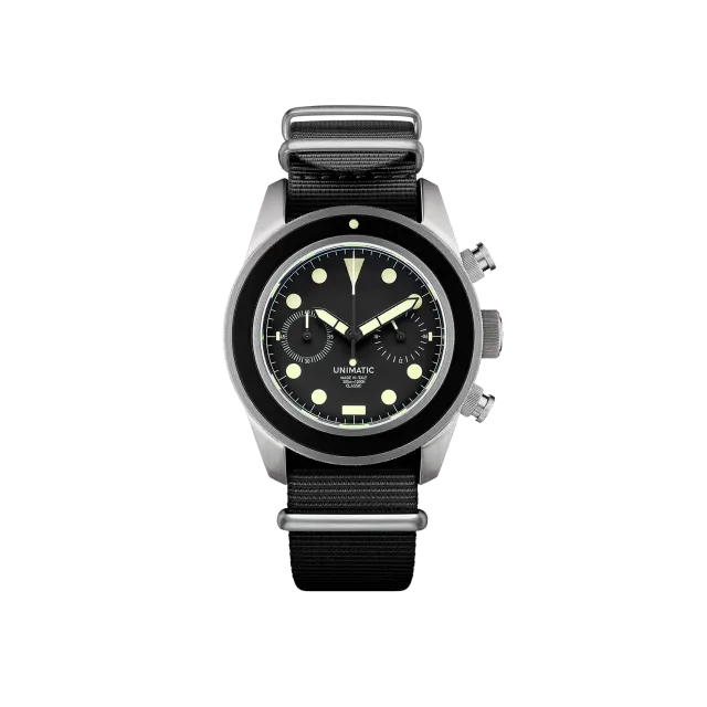 Unimatic Modello Tre UC3 horloge chrono zwart
