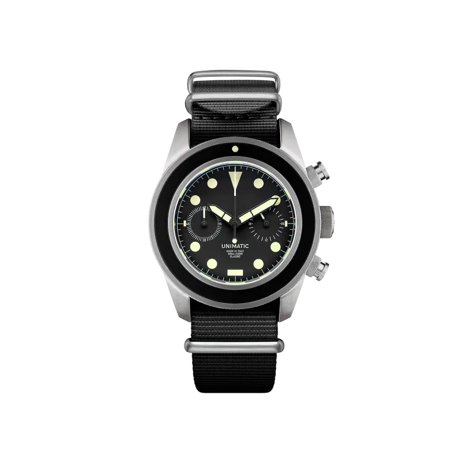 Unimatic Modello Tre UC3 horloge chrono zwart