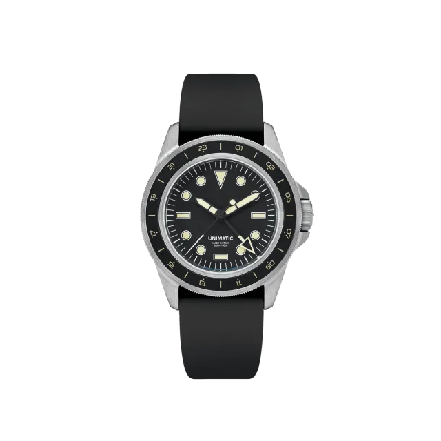 Unimatic Modello Uno U1-GMT-DHB horloge zwart GMT