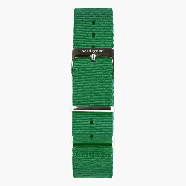 Nordgreen Groen Nylon Horlogebandje 36mm Zilver