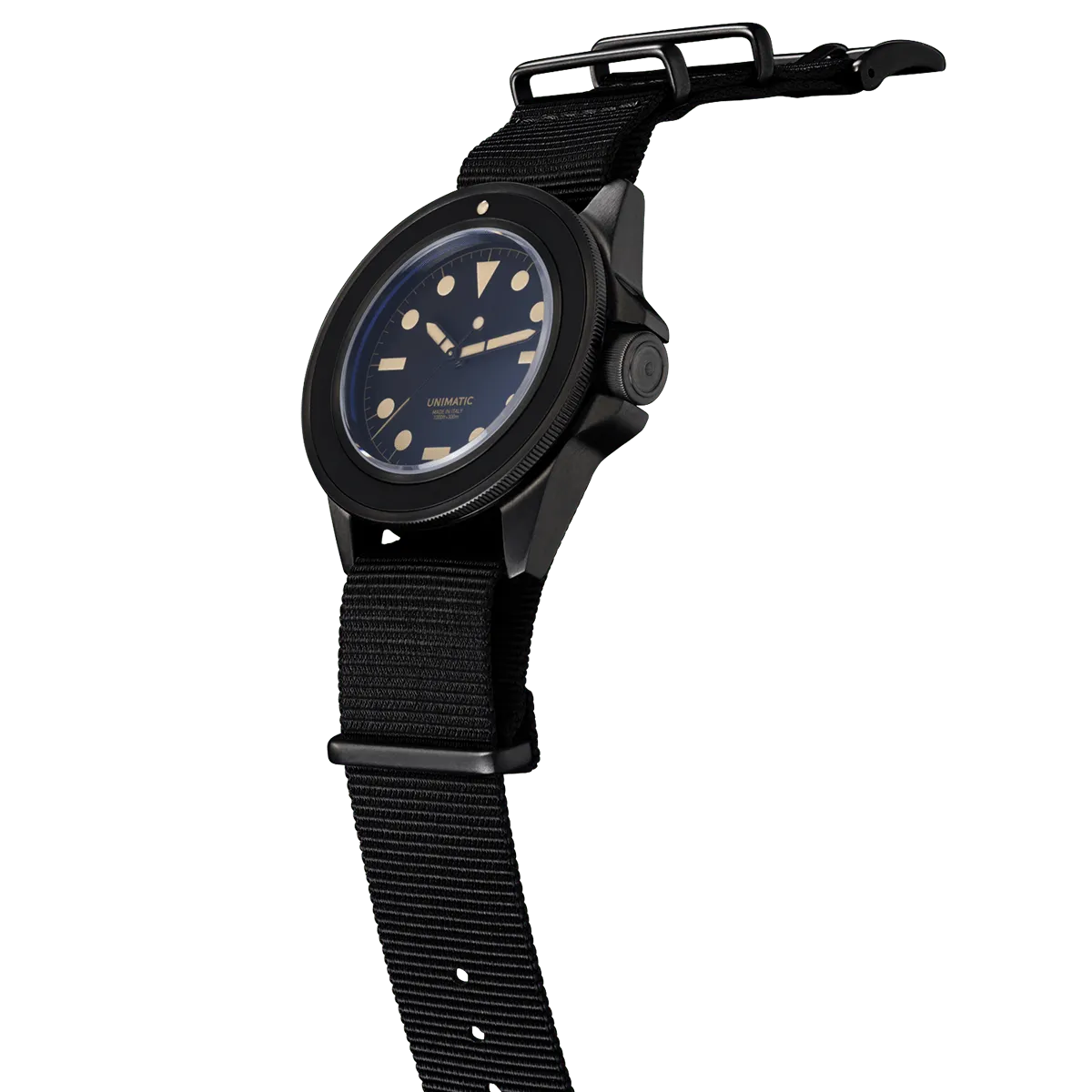 Unimatic Modello Uno U1-BN duikhorloge zwart PVD