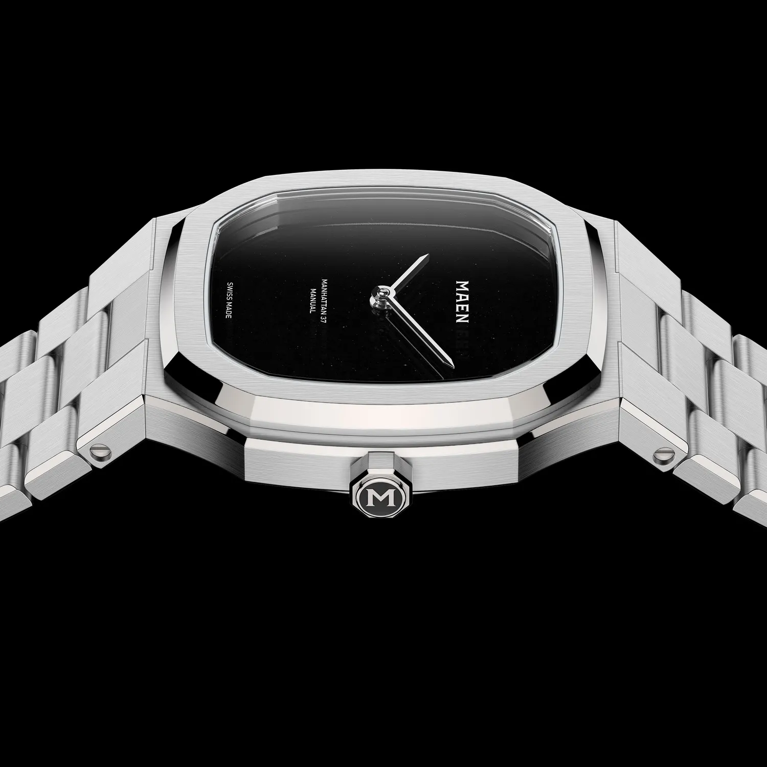 Maen Manhattan Onyx horloge 37mm ultra thin zwart