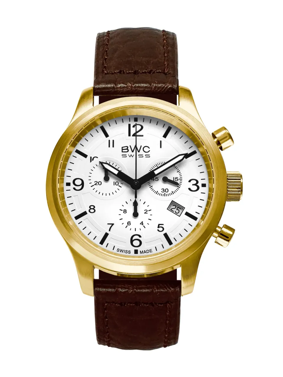 BWC-Swiss Ronda 5040.D 20017.51.51 chronograaf leer 41,5mm