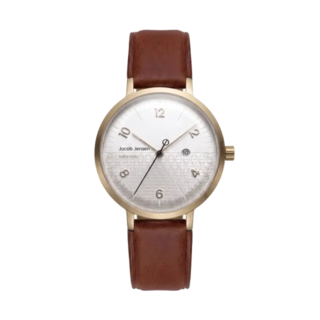Jacob Jensen Aekvator 2008 horloge goud leer