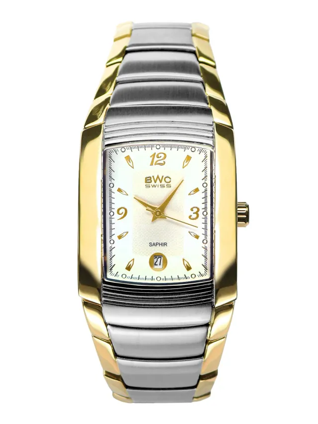 BWC-Swiss 20781.52.03 herenhorloge bicolor wit saffier