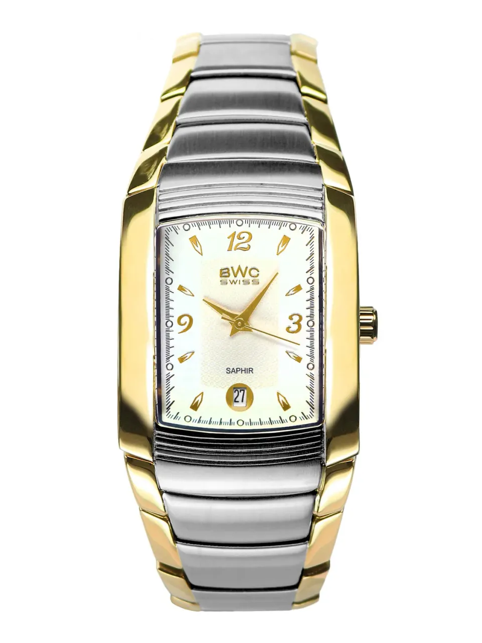BWC-Swiss 20781.52.03 herenhorloge bicolor wit saffier