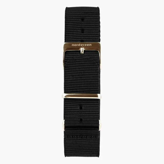 Nordgreen Black Nylon horlogebandje 32mm roségoud nylon