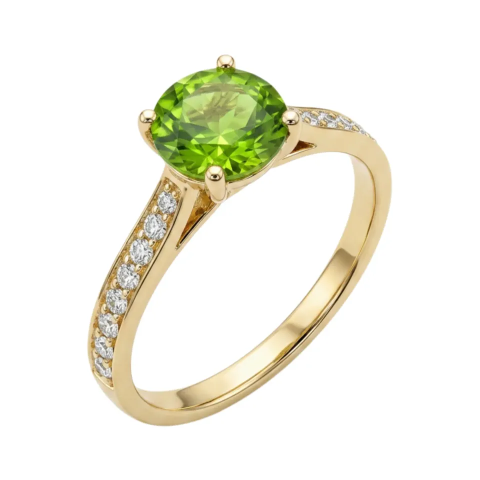Juwelier Ripassa geel gouden ring peridot diamant