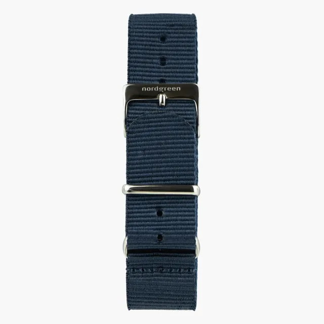 Nordgreen Navy Nylon Gun Metal horlogebandje 36mm blauw