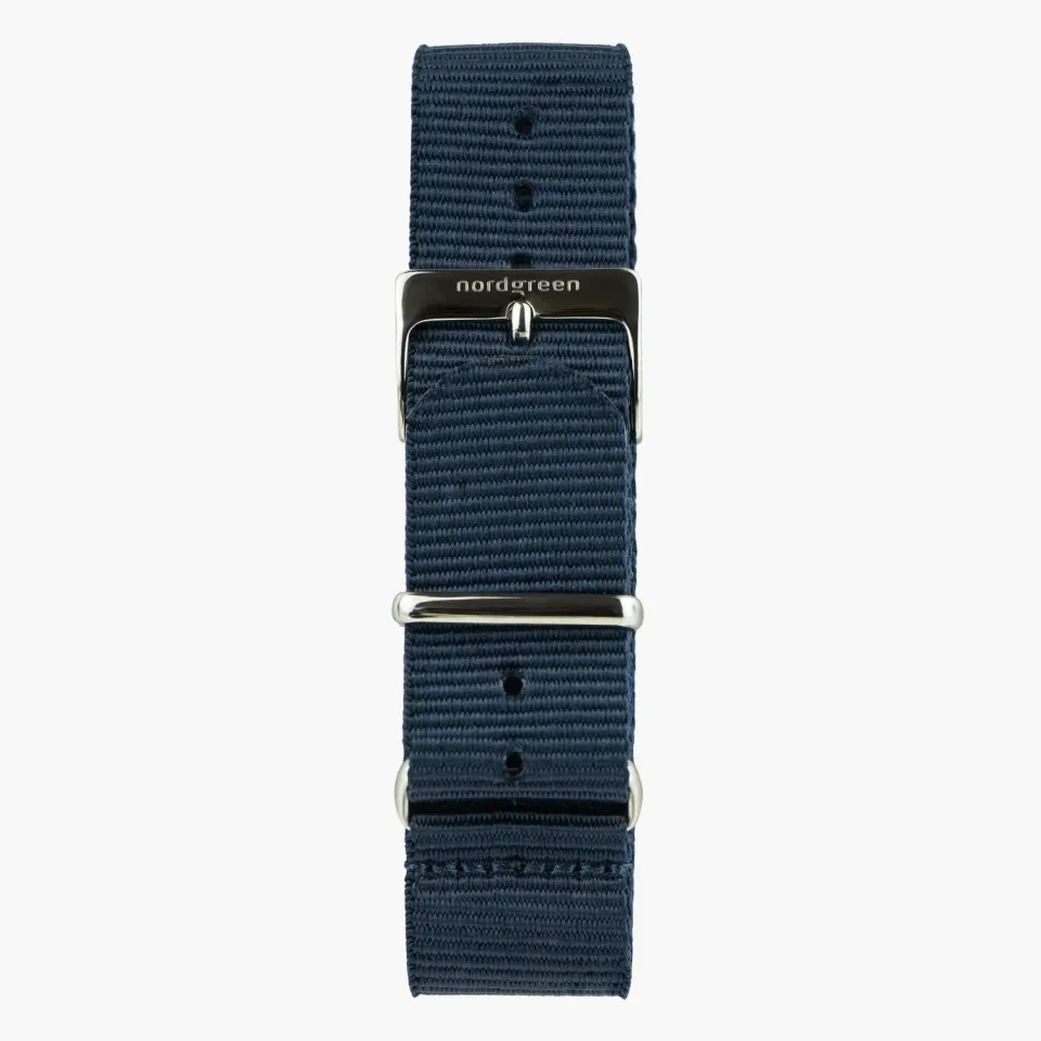 Nordgreen Navy Nylon Gun Metal horlogebandje 36mm blauw