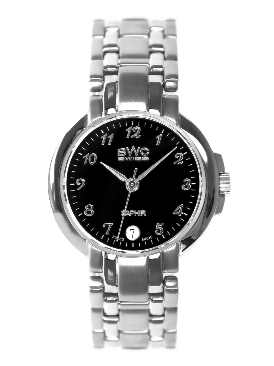 BWC-Swiss 20773.50.02 dameshorloge staal zwart saffier
