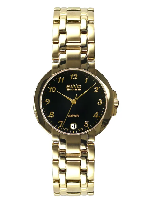 BWC-Swiss 20774.51.06 herenhorloge goud zwart 34,5 mm
