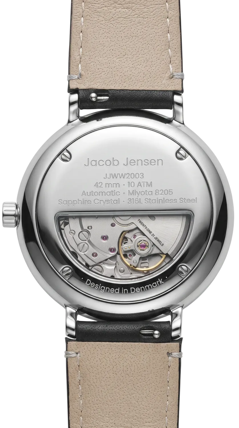 Jacob Jensen Aekvator 2003 horloge zwart leer