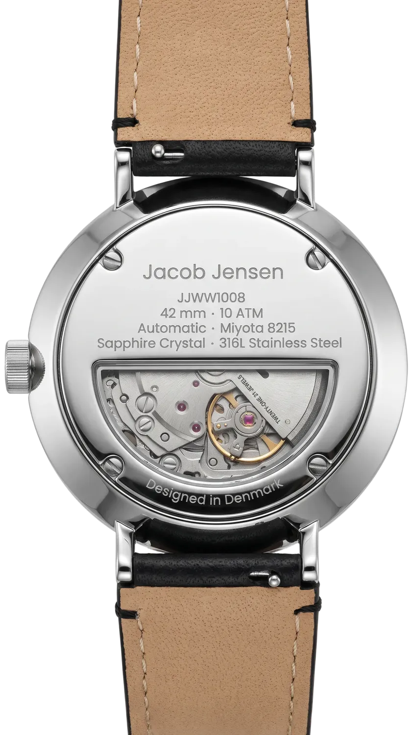 Jacob Jensen Aekvator 1008 horloge zilver blauw leer