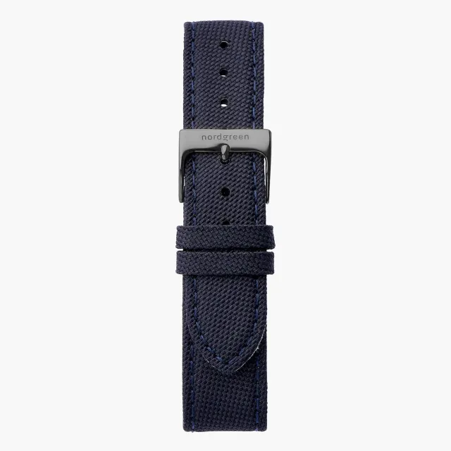 Nordgreen Cordura Marineblauw horlogeband gunmetal 36mm nylon