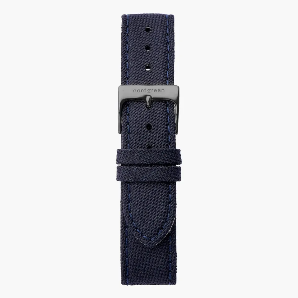 Nordgreen Cordura Marineblauw horlogeband gunmetal 36mm nylon