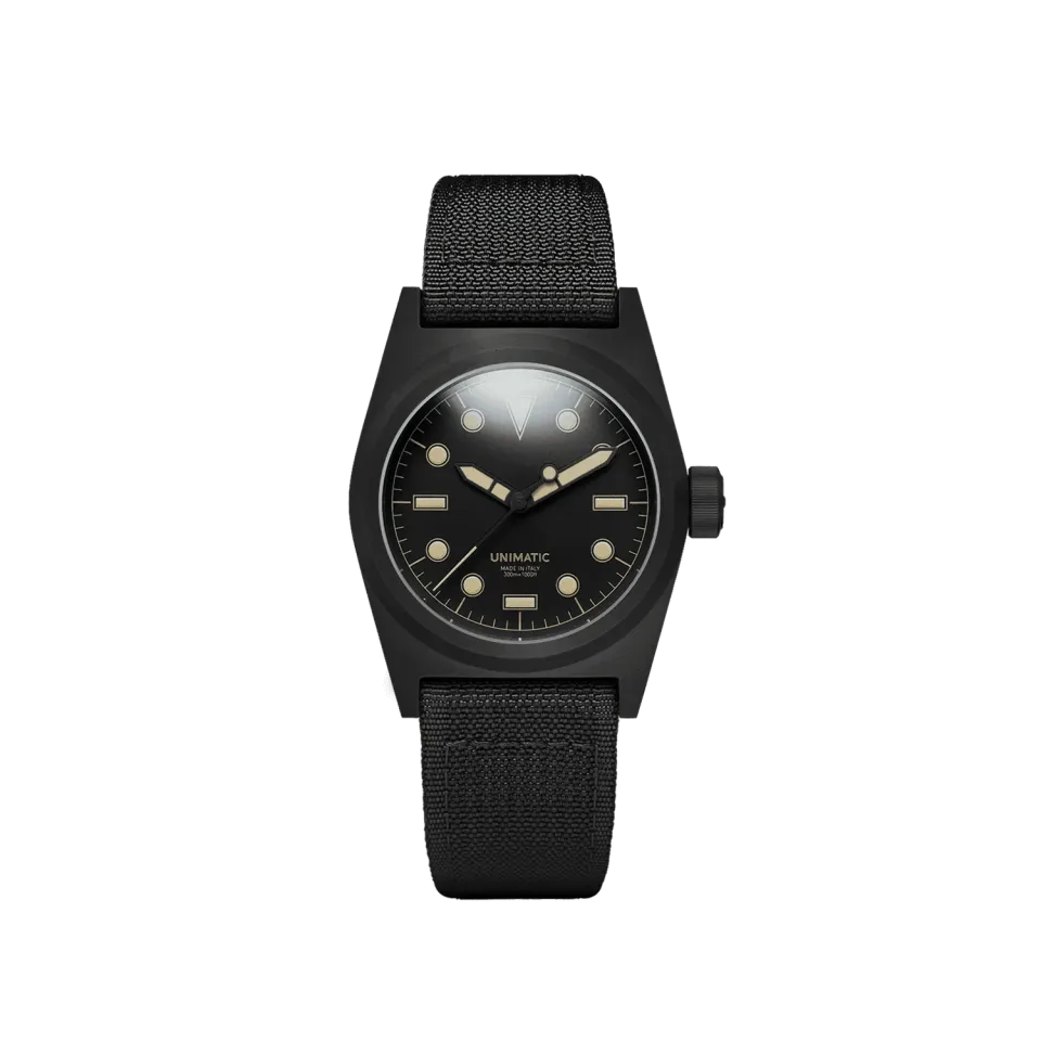Unimatic Modello Due U2S-8BB horloge zwart 300M