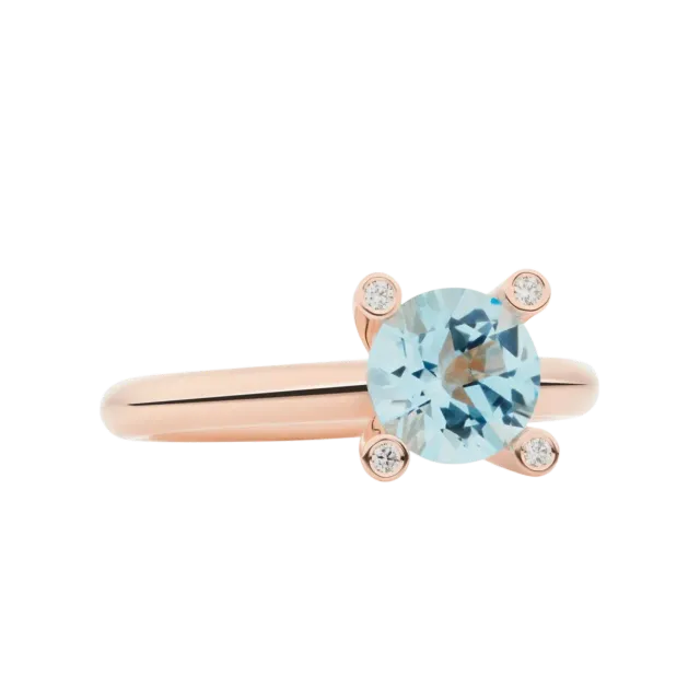 Bron Phlox ring blauw topaas diamant roségoud