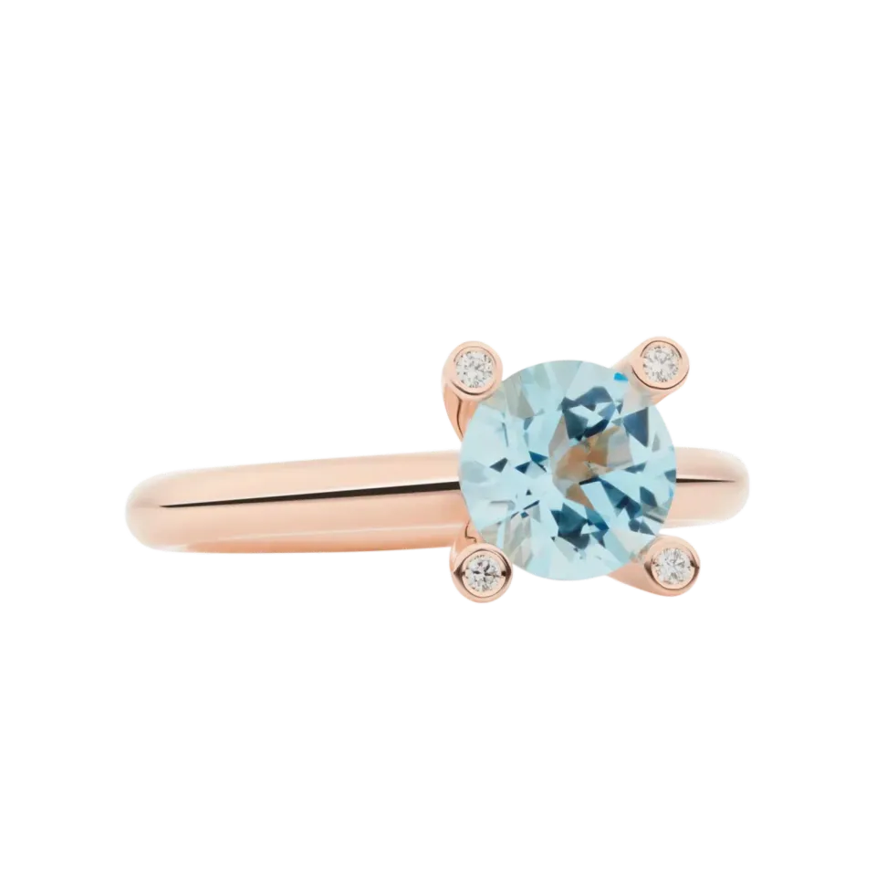 Bron Phlox ring blauw topaas diamant roségoud