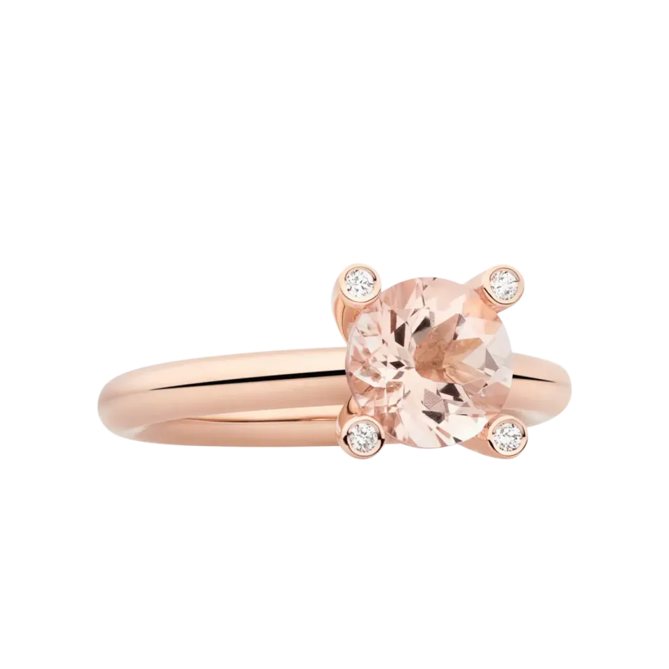 Bron Phlox ring roze beryl diamant roségoud
