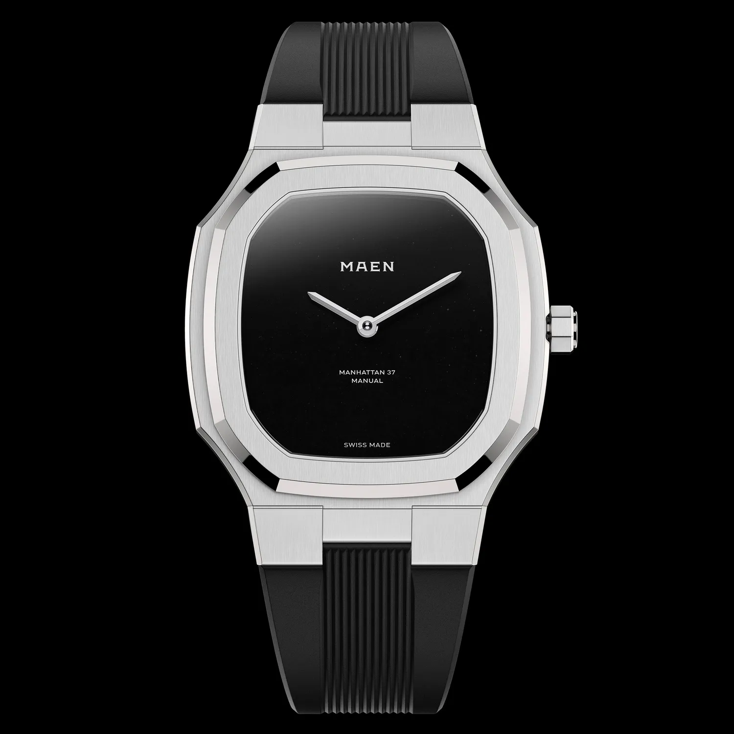 Maen Manhattan Onyx horloge 37mm ultra thin zwart