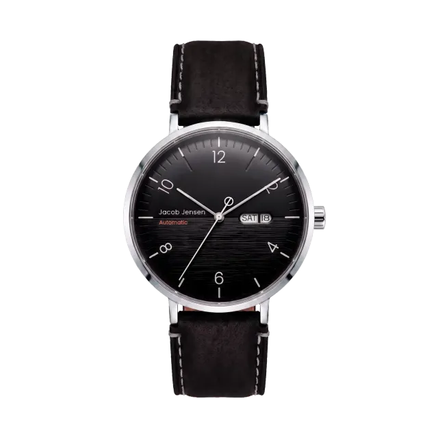 Jacob Jensen Aekvator 2003 horloge zwart leer