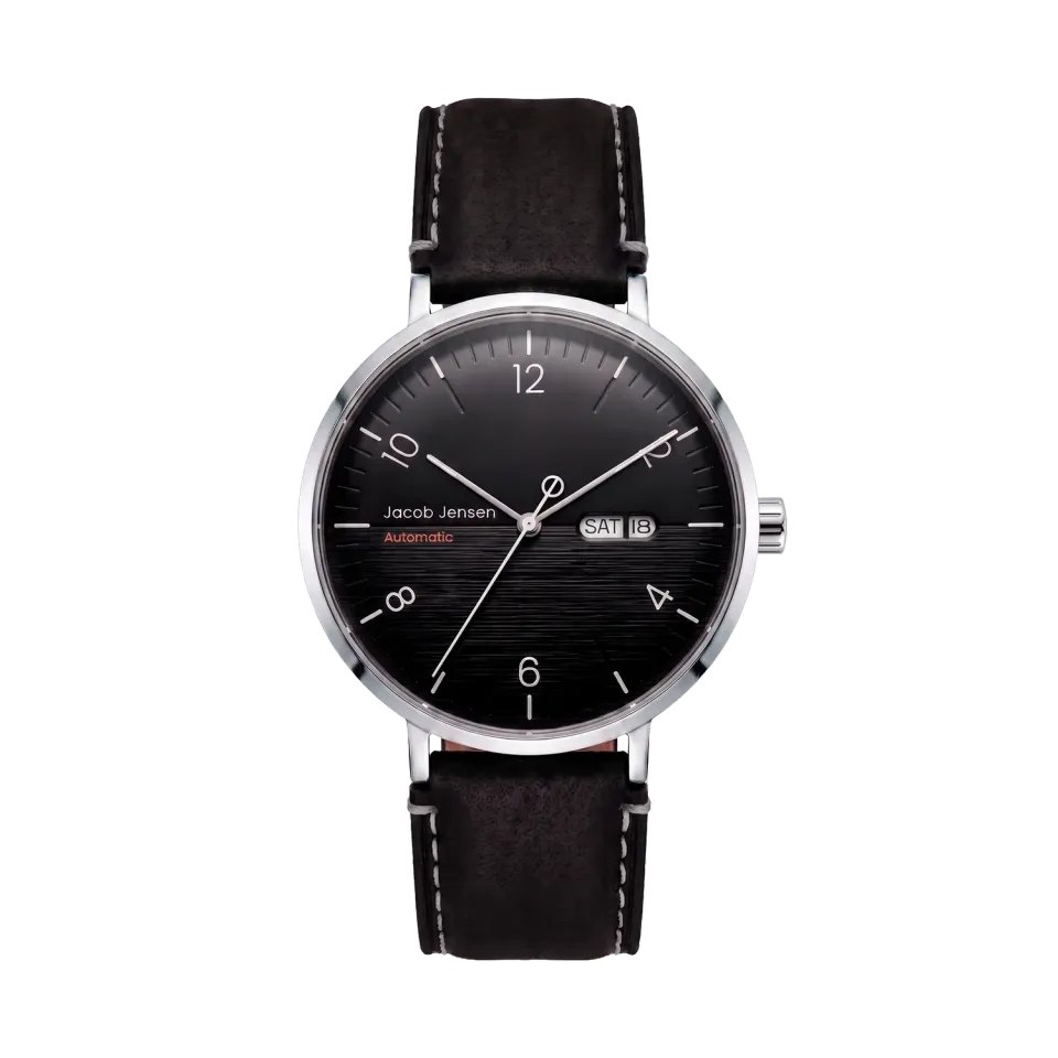Jacob Jensen Aekvator 2003 horloge zwart leer