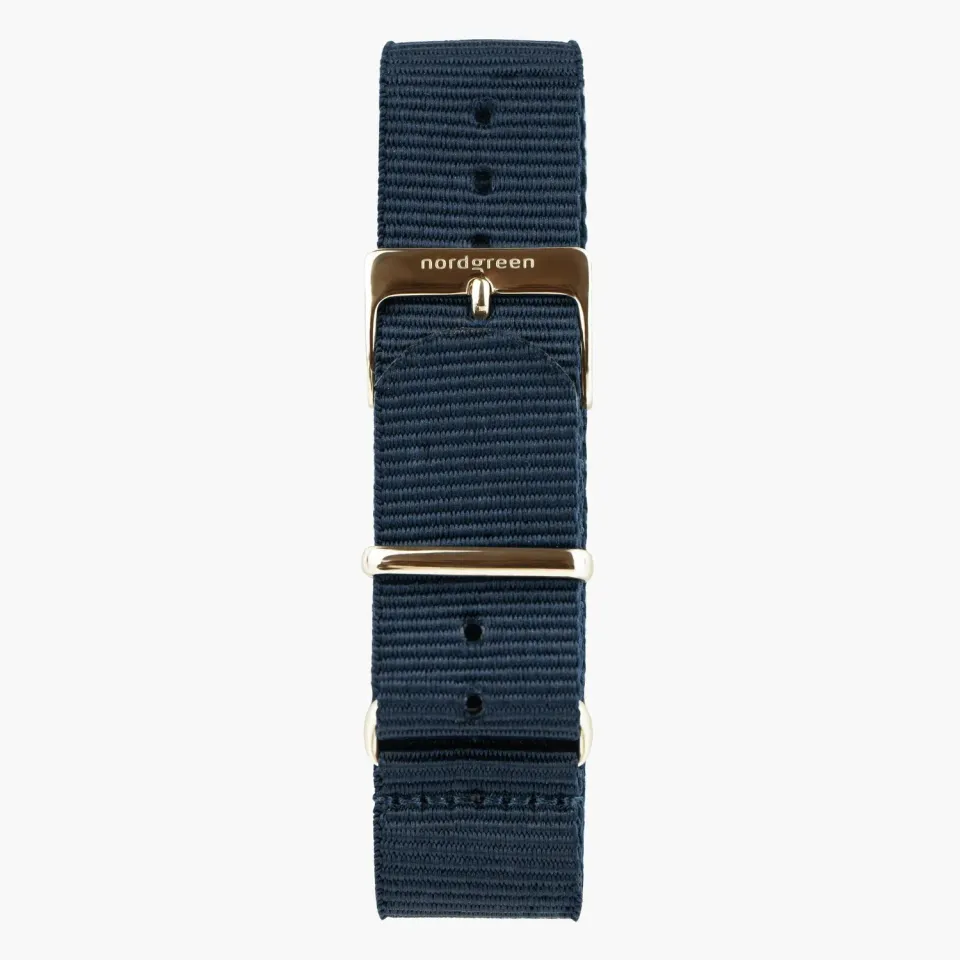 Nordgreen Nylon Donkerblauw horlogeband roségoud 36mm nylon