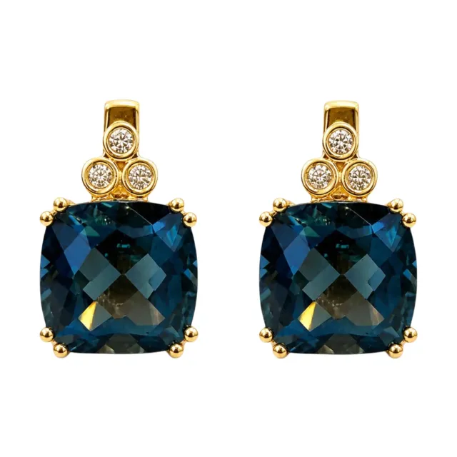 Ripassa geelgouden oorstekers London blue topaas