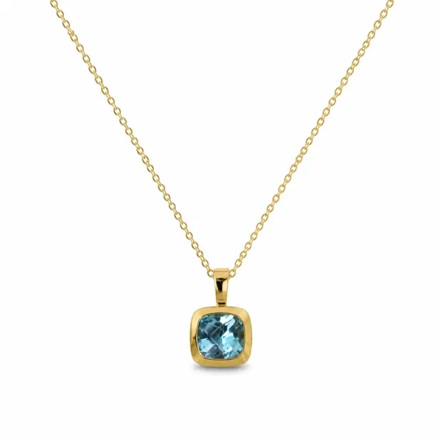 Juwelier Ripassa hanger geel goud blauwe topaas