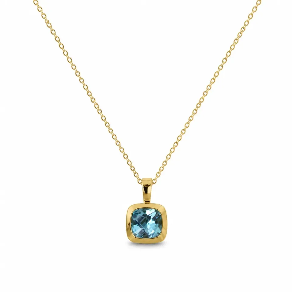 Juwelier Ripassa hanger geel goud blauwe topaas