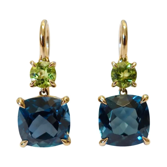 Juwelier Ripassa rosé gouden oorhangers peridot blue topaas