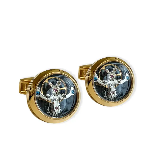 Juwelier Ripassa manchetknopen verguld uurwerk set