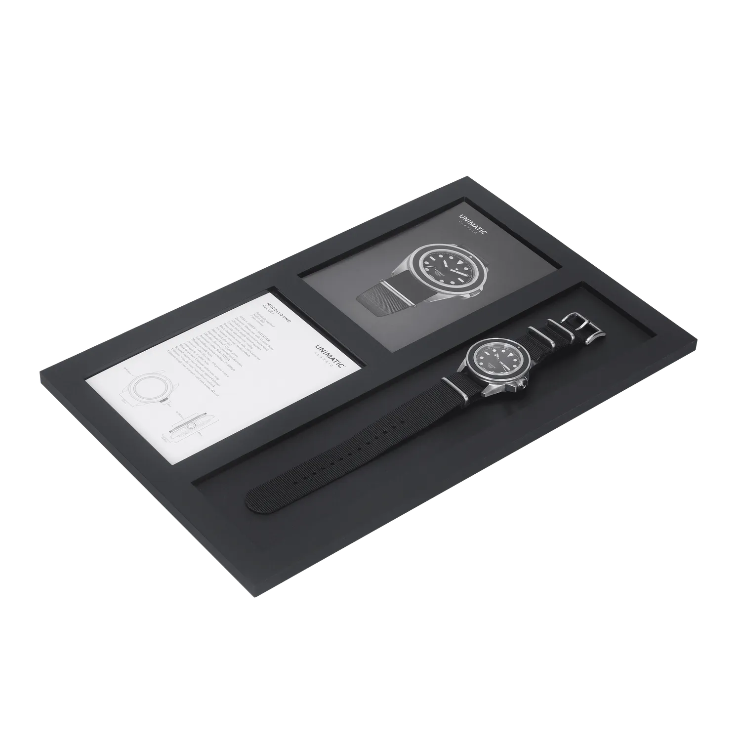 Unimatic Display Tray Single horlogetray zwart